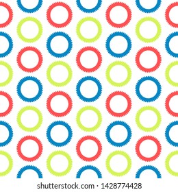 Colorful circles seamless pattern. Round green, red, blue shapes illustration. For fashion, textile print, design