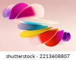 Colorful circles and sectors. Art geometric shapes in glass morphism style. Abstract vector design elements.