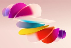 Colorful Circles And Sectors. Art Geometric Shapes In Glass Morphism Style. Abstract Vector Design Elements.