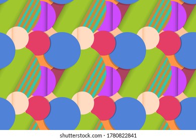 Colorful circles with shadows. Seamless pattern. Vector illustration. 