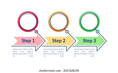 Colorful circles vector infographic template. Bright steps presentation design elements with text space. Data visualization with 3 steps. Process timeline chart. Workflow layout with copyspace