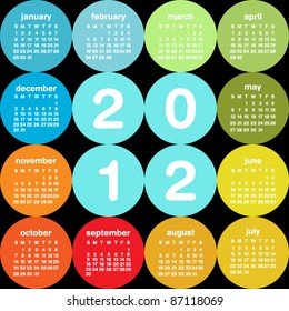 Colorful circular 2012 calendar