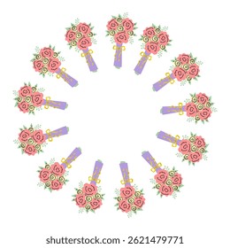 Colorful circular arrangement of wrapped gifts with decorative bows for festive celebration