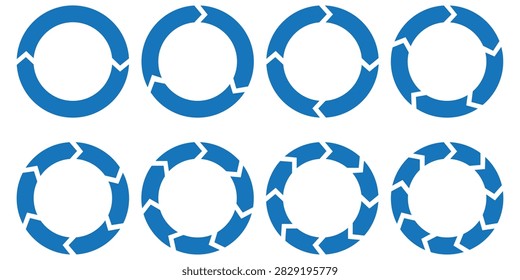 Colorful Circular Arrow Process Icons Set with 2 to 10 Steps for Infographics and Lifecycle Diagrams