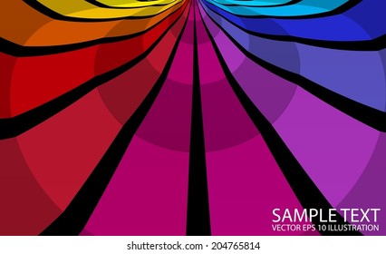 Colorful circular background illustration - Vector striped techno abstract background  template