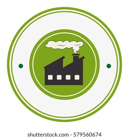 colorful circular border with factory and smoke contamination
