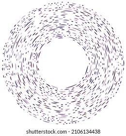 Colorful circular, concentric segmented circles. Radial, radiating rings. Abstract geometric circle shape, design element. Swirl, twirl, spiral and whorl shape