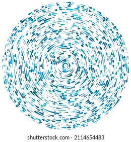 Colorful circular, concentric segmented circles. Radial, radiating rings. Abstract geometric circle shape, design element. Swirl, twirl, spiral and whorl shape