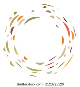 Colorful circular, concentric segmented circles. Radial, radiating rings. Abstract geometric circle shape, design element. Swirl, twirl, spiral and whorl shape