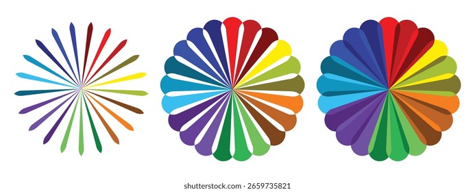 Designs circulares coloridos mostrando o espectro de cores.