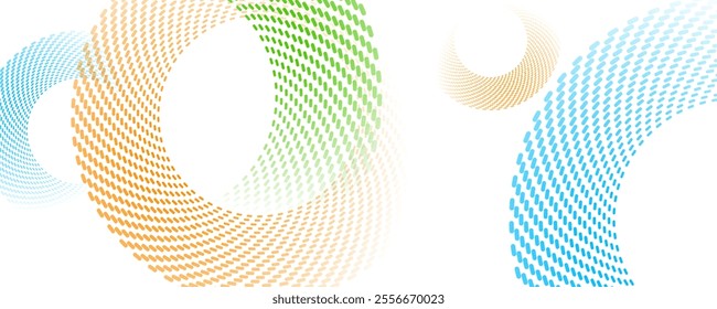 Colorful circular dotted lines abstract tech geometric background. Vector futuristic minimal banner design