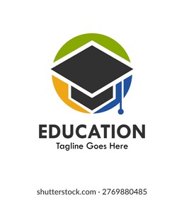 Colorful circular education logo featuring a graduation cap at the center, representing global learning, academic excellence, and diverse educational communities.