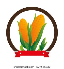 colorful circular emblem with corn vegetable