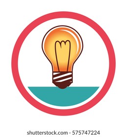 colorful circular frame with lightbulb