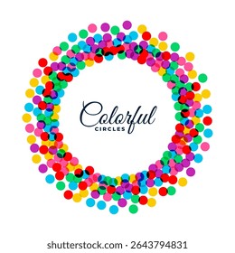 colorful circular frame template with confetti decoration vector