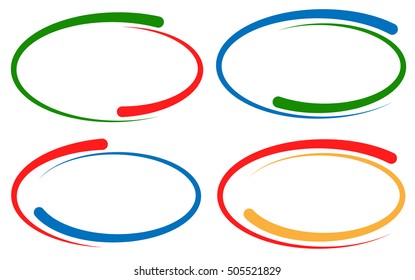 Colorful circular frames / banner elements. Set of 4 version.