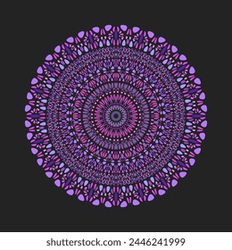 Colorful circular gemstone pattern mandala - geometrical ornate vector design element