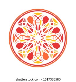 Colorful circular geometric ornament. Vector oriental mandala design