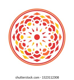 Colorful circular geometric ornament. Vector oriental mandala design