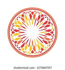 Colorful circular geometric ornament. Vector oriental mandala design