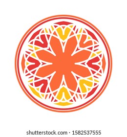 Colorful circular geometric ornament. Vector oriental mandala design