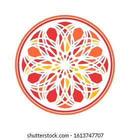 Colorful circular geometric ornament. Vector oriental mandala design