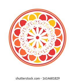 Colorful circular geometric ornament. Vector oriental mandala design
