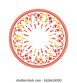 Colorful circular geometric ornament. Vector oriental mandala design