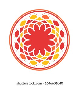 Colorful circular geometric ornament. Vector oriental mandala design
