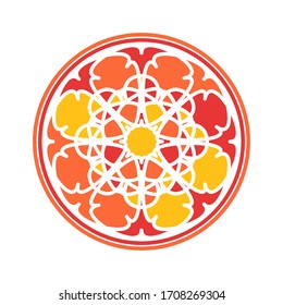 Colorful circular geometric ornament. Vector oriental mandala design