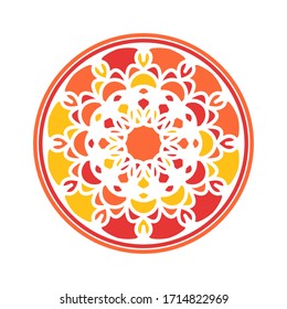Colorful circular geometric ornament. Vector oriental mandala design