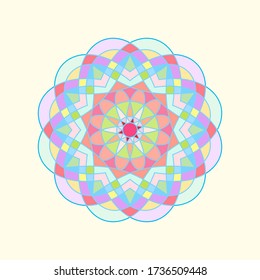 Colorful circular geometric ornament. Vector oriental mandala design