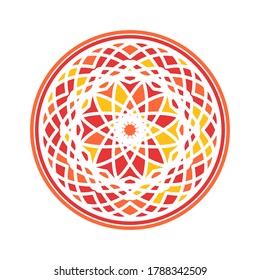 Colorful circular geometric ornament. Vector oriental mandala design