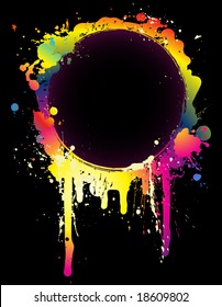 Colorful circular grunge frame. Easy to edit!