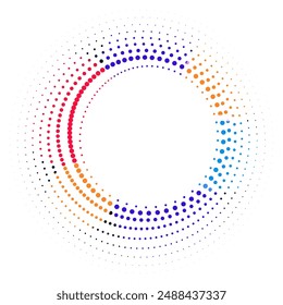 colorful circular halftone dotted frame design vector