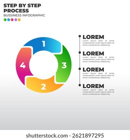 Colorful circular infographic with 5 steps. Modern vector for business process, workflow, or marketing cycle presentation