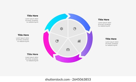 Colorful Circular Infographic Diagram for Business Data Presentation with 5 steps
