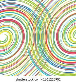 coloridas líneas circulares sobre un fondo blanco, vector de espiral
