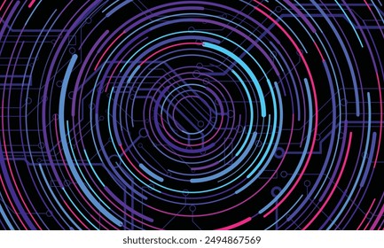 Fondo colorido de la tecnología de líneas circulares