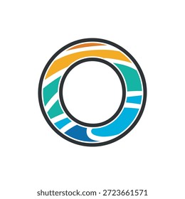 Diseño De Logotipo Circular Colorido Con Rayas Audaces Y Forma De Anillo Moderno.