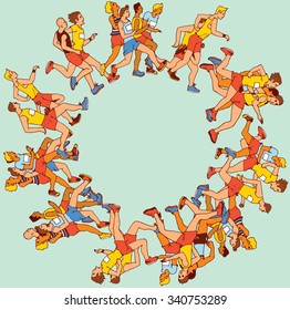 Colorful circular Man Marathon Runners.