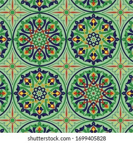colorful circular mandala seamless pattern. ethnic repeat pattern in indian, persian, moroccan motifs. mandala seamless vector illustration.