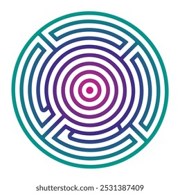 Colorful circular maze design with concentric patterns and vibrant tones