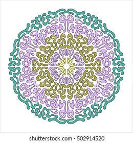 Colorful circular pattern. Abstract ethnic mandala for textile, sportswear, umbrellas. Chaotic tribal ornament