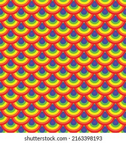 Patrón circular colorido sobre fondo blanco. Diseño de patrones japonés. Patrón de colores LGBTQ+ . El color oficial correcto del símbolo multisexual.