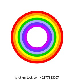 Arcoiris circular colorido. Forma redonda. Emblem, símbolo LGBT.