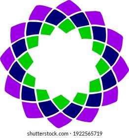 Colorful circular rosette with 12 petals.  Suitable as icons, background or tiles.