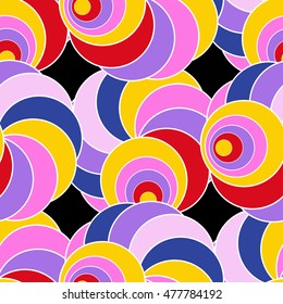Colorful circular seamless pattern. Vector flat background.