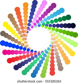 Colorful circular spectrum pattern on white background