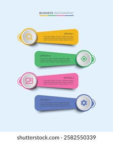 Colorful circular timeline steps infographic template design, four steps modern circular infographic with minimalist style.